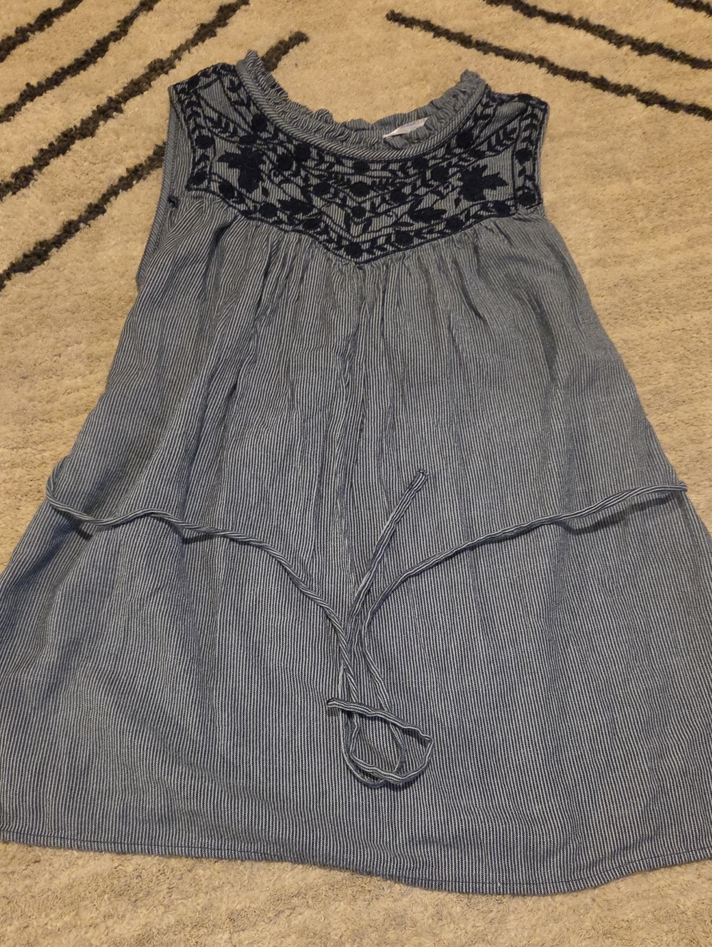 Motherhood Maternity Navy and White Striped Sleeveless Top